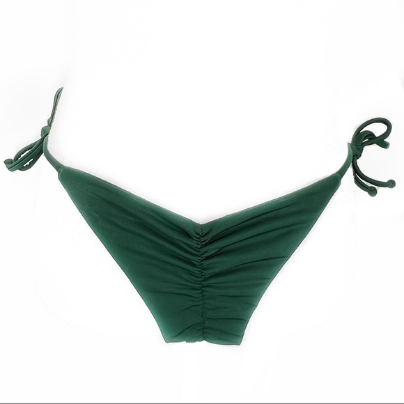 Cher Swim Forest Green Itty Bity Sexy Classic Side Tie Cheeky Bikini Bottom S - Picture 3 of 4